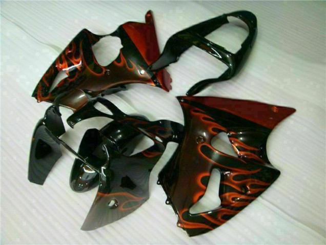 2000-2002 Black Red Flame Kawasaki ZX6R Motorcycle Fairing Kits Canada