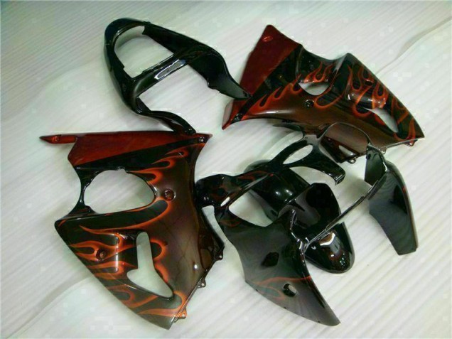 2000-2002 Black Red Flame Kawasaki ZX6R Motorcycle Fairing Kits Canada