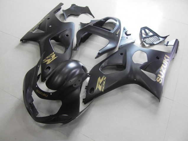 2000-2002 All Matte Black with Gold Sticker Suzuki GSXR 1000 Motorcycle Bodywork Canada 2000-2002 All Matte Black with Gold Sticker Suzuki GSXR 1000 Motorcycle Bodywork Canada