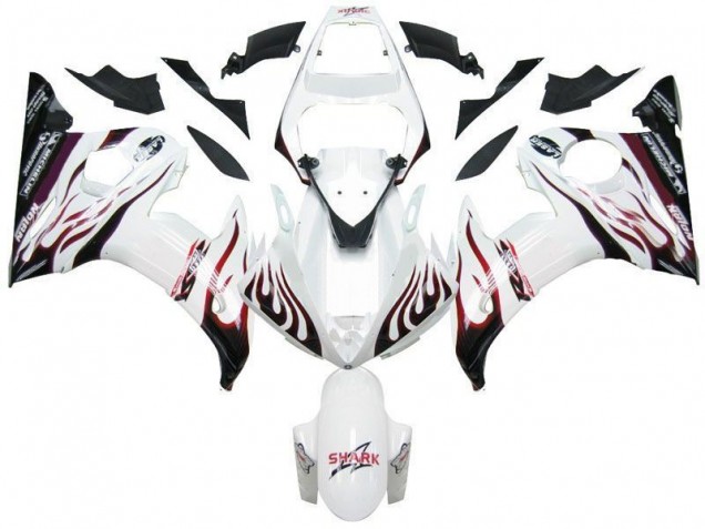 2003-2005 White Black Red Flame Yamaha YZF R6 Motorcycle Fairings Canada