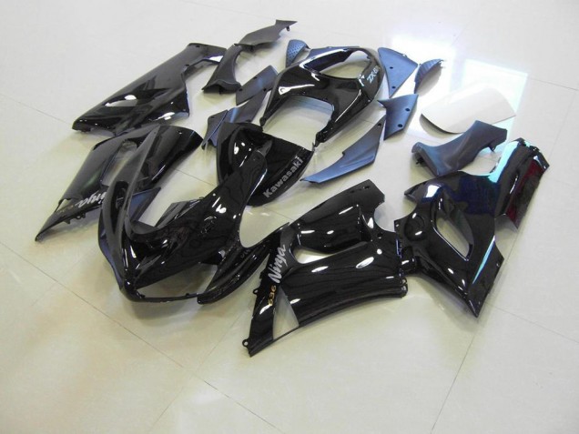 2005-2006 Glossy Black Silver Decals Kawasaki ZX6R Motorcycle Fairings Kit Canada