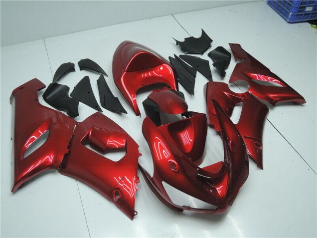 2005-2006 Candy Red Kawasaki ZX6R Motorcycle Fairing Kits Canada