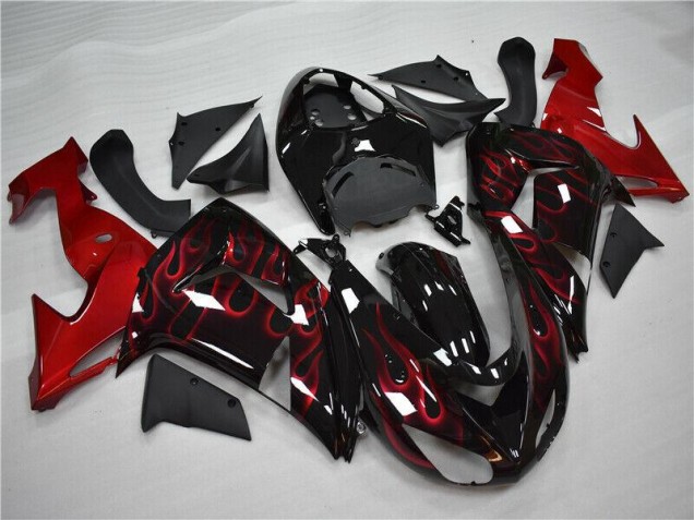 2006-2007 Red Flame Kawasaki ZX10R Motorcycle Fairings Kit Canada 2006-2007 Red Flame Kawasaki ZX10R Motorcycle Fairings Kit Canada