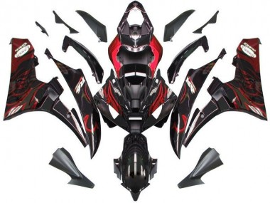 2006-2007 Black Red Flame Yamaha YZF R6 Bike Fairing Canada