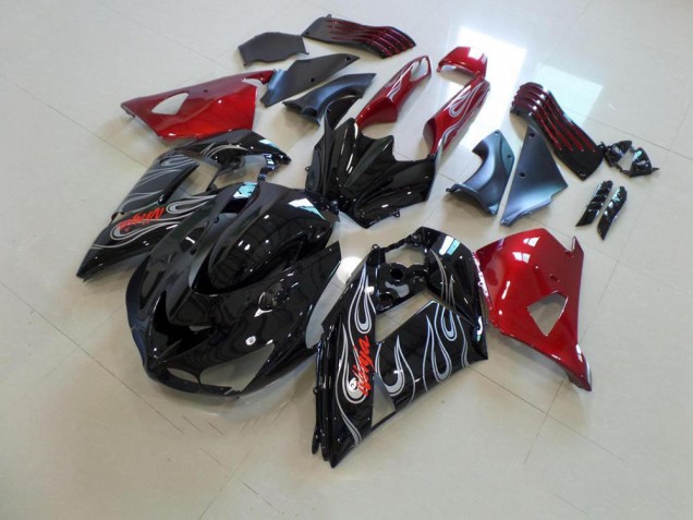 2006-2011 Black Nd Red Silver Flame Kawasaki ZX14R ZZR1400 Motorbike Fairing Canada 2006-2011 Black Nd Red Silver Flame Kawasaki ZX14R ZZR1400 Motorbike Fairing Canada