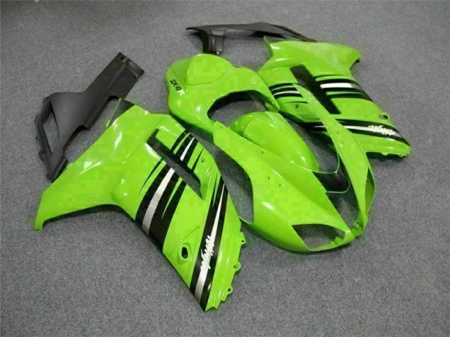2007-2008 Green Black Kawasaki ZX6R Motorcycle Fairings Kit Canada