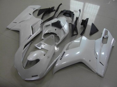 2007-2012 Ducati 848 1098 1198 Motorcycle Fairings MF4010 - Pear White Black Decals Canada
