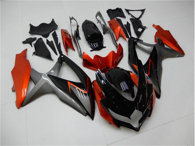 2008-2010 Suzuki GSXR 600/750 Motorcycle Fairings MF0064 - Black Orange Grey Canada