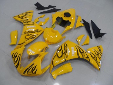 2009-2011 Yamaha YZF R1 Motorcycle Fairings MF2258 - Yellow Black Flame Canada
