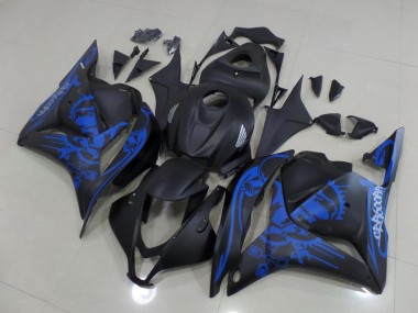 2009-2012 Matte Black Blue Skull Honda CBR600RR Motorcycle Fairings Kit Canada