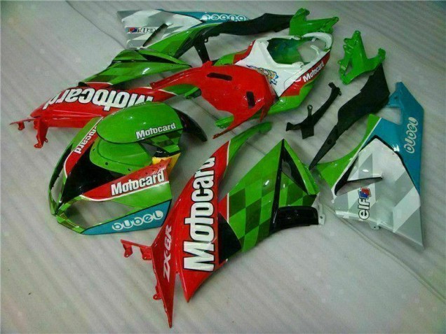 2009-2012 Red Green Motocard Kawasaki ZX6R Replacement Motorcycle Fairings Canada