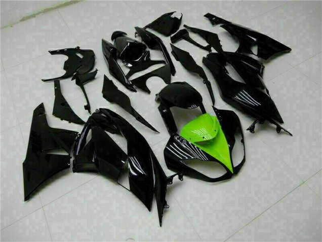2009-2012 Black Green Kawasaki ZX6R Moto Fairings Canada