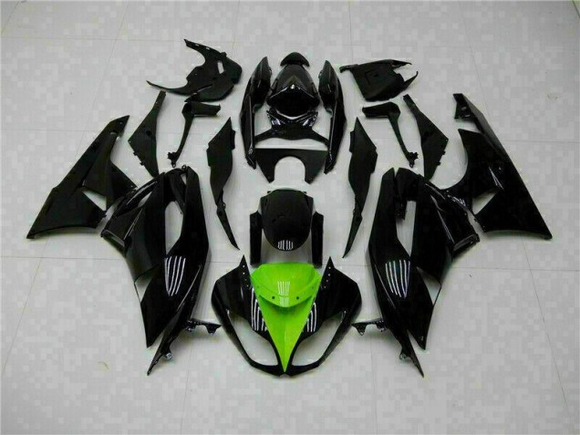 2009-2012 Black Green Kawasaki ZX6R Moto Fairings Canada