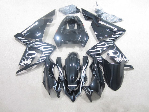 2003-2005 Black White Flame Kawasaki ZX10R Motorcycle Fairings Canada