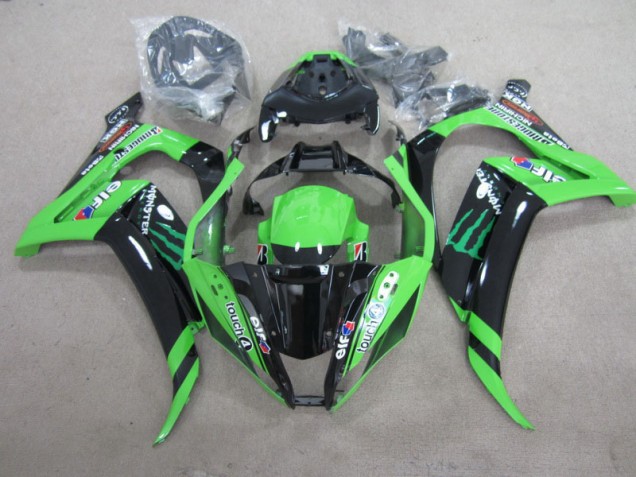 2011-2015 Black Green Touch4 Monster Kawasaki ZX10R Motorbike Fairing Kits Canada