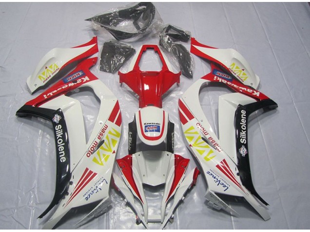 2011-2015 White Red Silkolene Kawasaki ZX10R Motorcycle Fairings Kit Canada