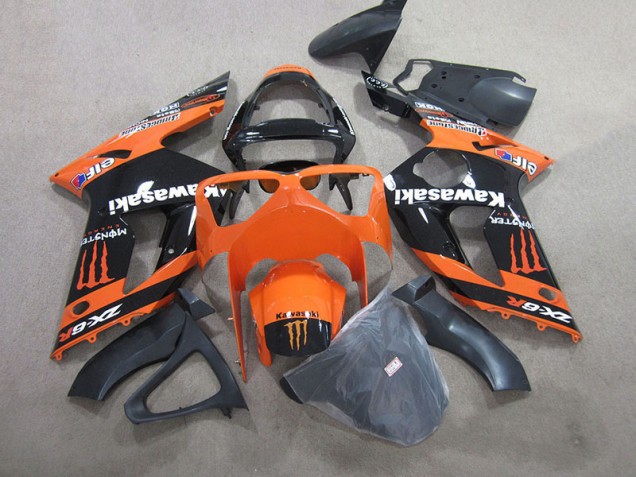2003-2004 Black Orange Monster Kawasaki ZX6R Motorbike Fairings Canada