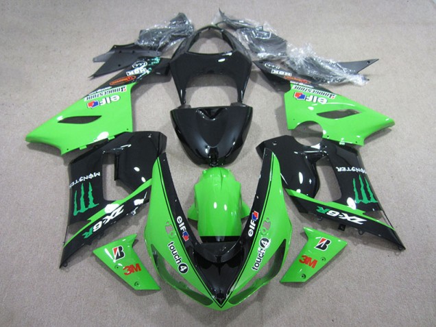 2005-2006 Black Green 3M Touch4 Monster Kawasaki ZX6R Motorbike Fairing Canada