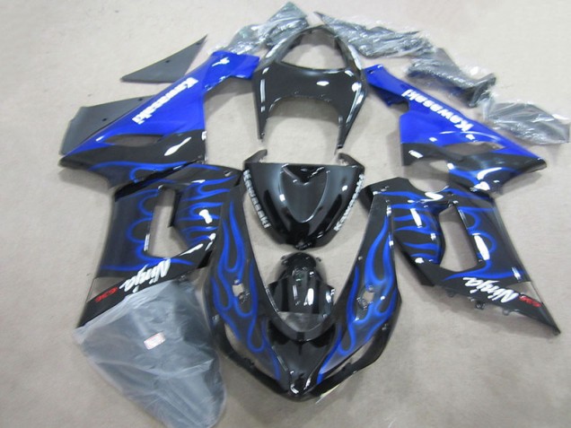 2005-2006 Black Blue Flame Ninja 636 Kawasaki ZX6R Motorcycle Fairings Kits Canada