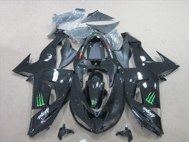 2007-2008 Black Ninja Green Monster Kawasaki ZX6R Bike Fairing Kit Canada
