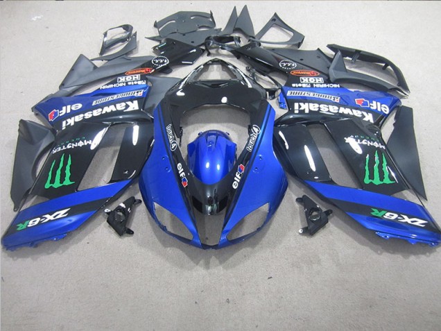 2007-2008 Black Blue Monster Kawasaki ZX6R Motorcycle Replacement Fairings Canada 2007-2008 Black Blue Monster Kawasaki ZX6R Motorcycle Replacement Fairings Canada