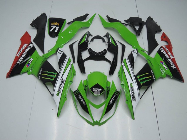 2013-2018 Black Green White Monster Kawasaki ZX6R Bike Fairings Canada 2013-2018 Black Green White Monster Kawasaki ZX6R Bike Fairings Canada