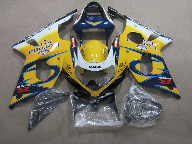 2000-2002 Yellow Blue Corona Extra Suzuki GSXR1000 Motorcycle Fairings Kit Canada 2000-2002 Yellow Blue Corona Extra Suzuki GSXR1000 Motorcycle Fairings Kit Canada