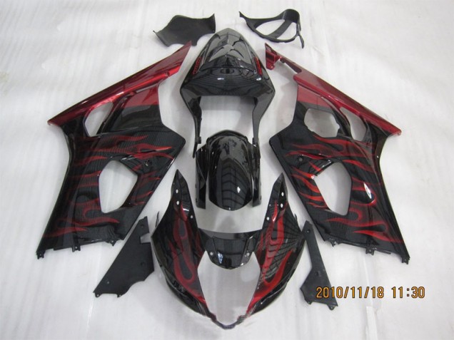 2003-2004 Black Red Flame Suzuki GSXR1000 Motorcycle Bodywork Canada 2003-2004 Black Red Flame Suzuki GSXR1000 Motorcycle Bodywork Canada