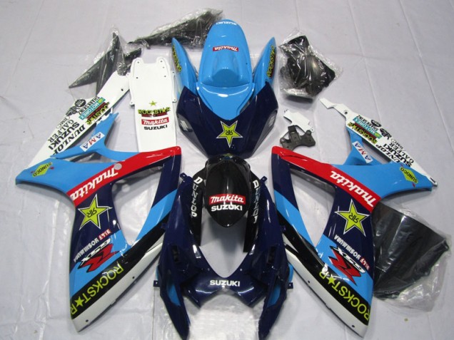 2006-2007 Blue White Rockstar Makita Suzuki GSXR600 Motor Bike Fairings Canada 2006-2007 Blue White Rockstar Makita Suzuki GSXR600 Motor Bike Fairings Canada