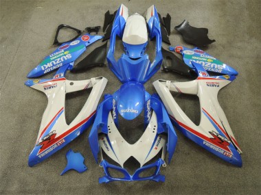 2008-2010 Blue White with Decals Suzuki GSXR600 Bike Fairing Kit Canada