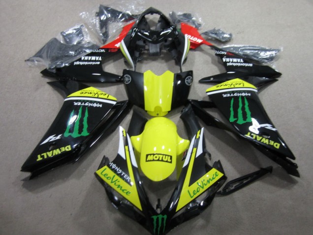 2007-2008 Black Yellow Motul Leovince Yamaha YZF R1 Motorcycle Fairings Kit Canada 2007-2008 Black Yellow Motul Leovince Yamaha YZF R1 Motorcycle Fairings Kit Canada